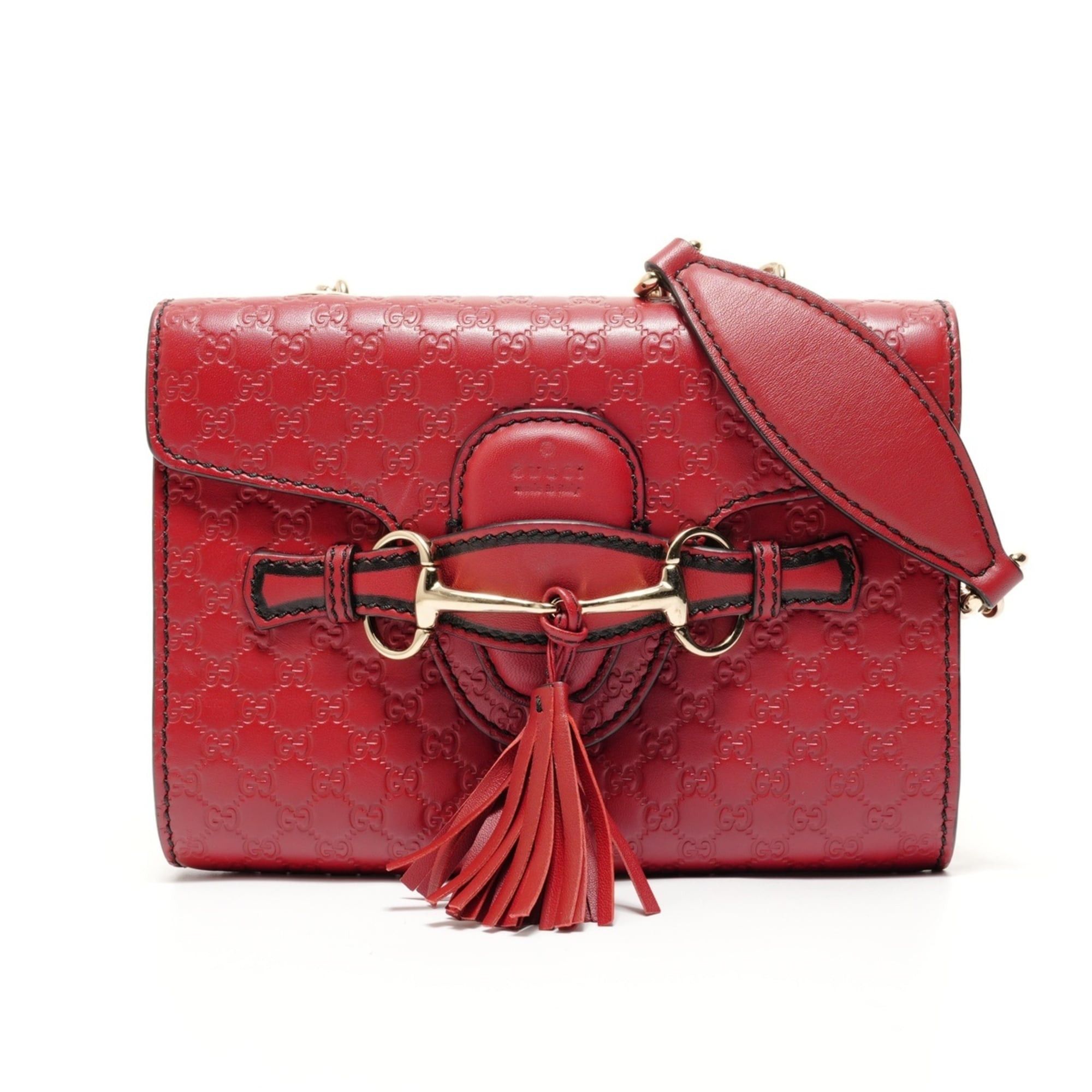 Gucci Gucci Micro GG Shima Chain Emily Shoulder Bag, Red Size ONE SIZE - 1 Thumbnail