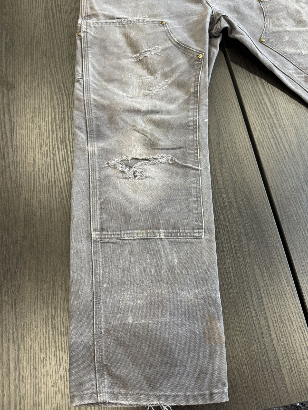 Carhartt Distressed Grey Carhartt Double Knee Work Pants Size US 34 / EU 50 - 3 Thumbnail