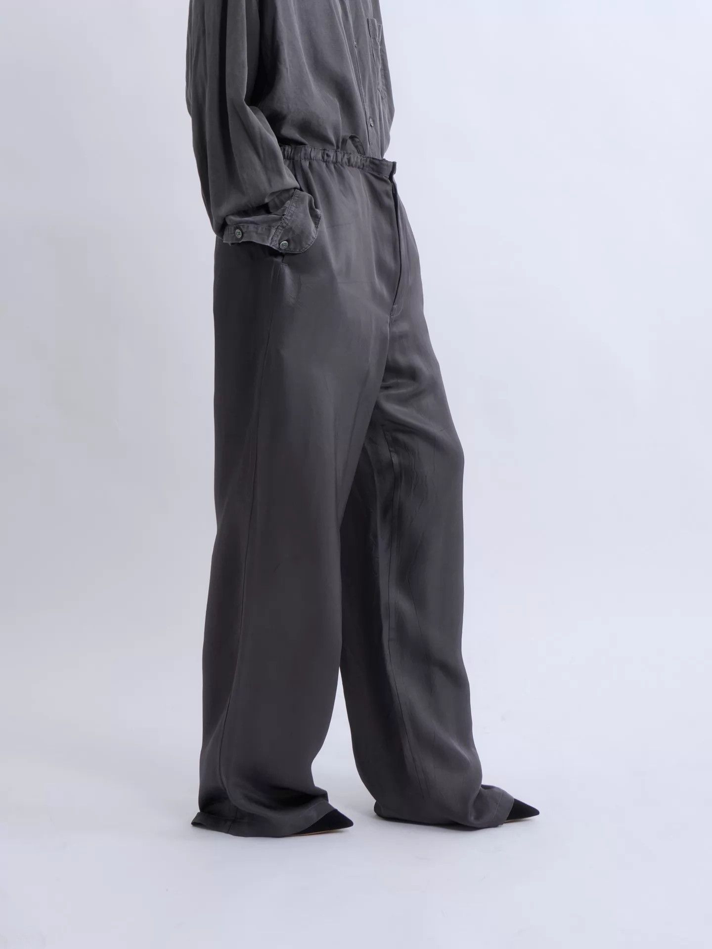 Pronto Uomo PRONOUNCE Charcoal Gray Flowing Men’s Wide Leg Pants Size US 32 / EU 48 - 2 Thumbnail