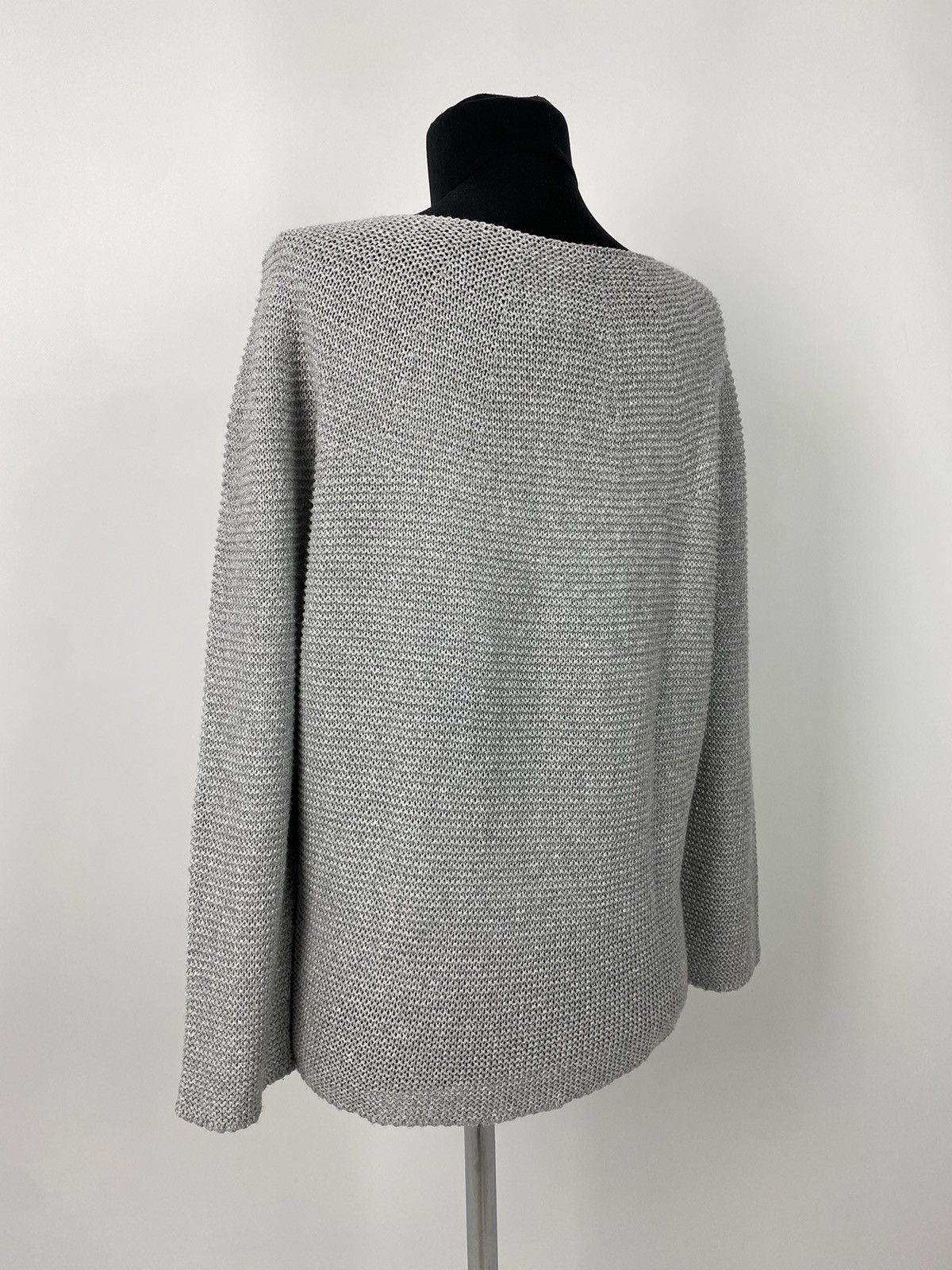 Gran Sasso Gran Sasso Viscose Metallic Silver Wide Neck Knit Sweater Size L / US 10 / IT 46 - 3 Thumbnail