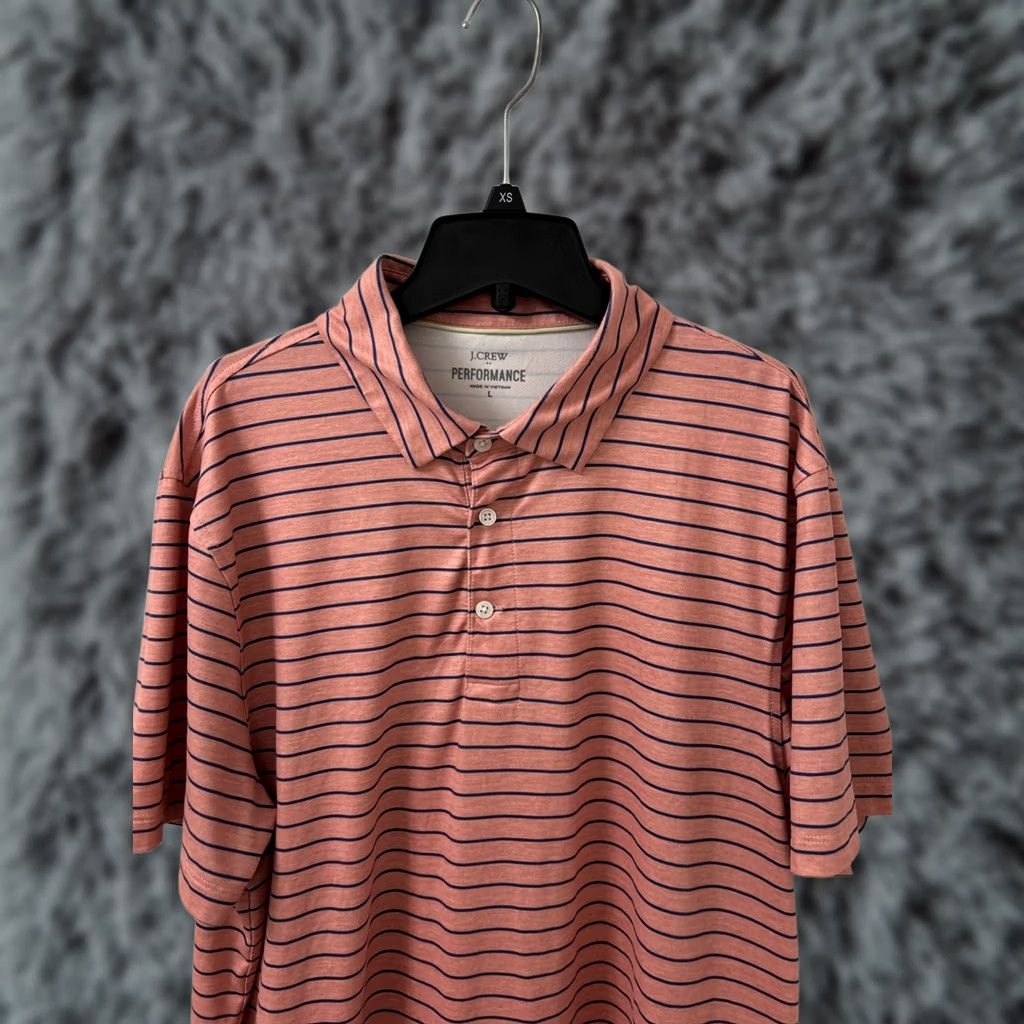 J.Crew J.CREW Performance Shirt Polo Mens Large Pink Blue Striped Short Sleeve, Wool? Size US L / EU 52-54 / 3 - 1 Thumbnail