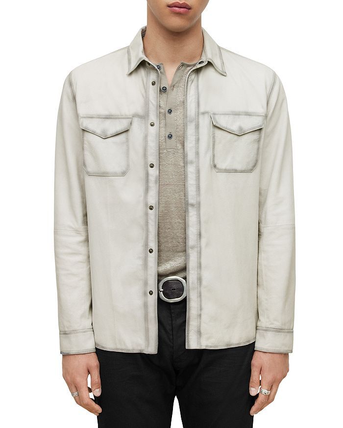 $698 John Varvatos Izzy Slim Fit Leather Shirt Jacket