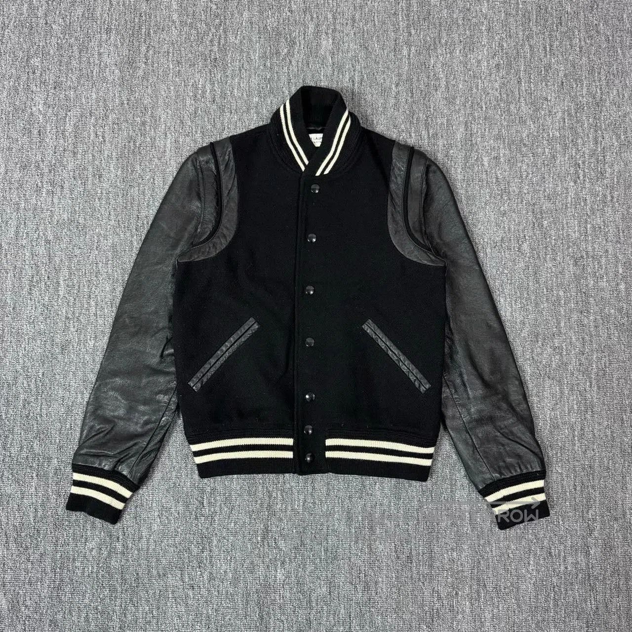Saint Laurent Paris Saint Laurent Black Leather Sleeve Baseball Jacket. Size US M / EU 48-50 / 2 - 1 Thumbnail