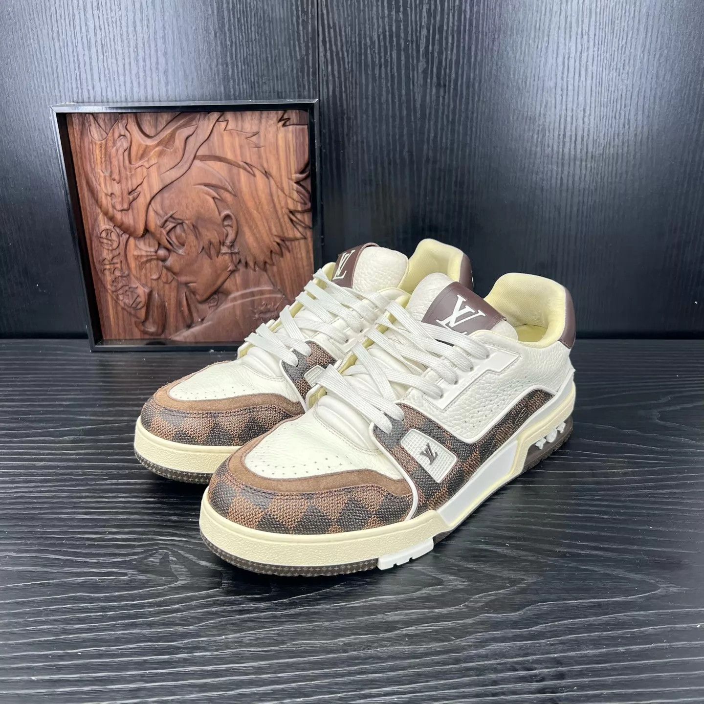 Louis Vuitton LV Trainer White Brown Check US7 New Original Box Size US 8 / EU 41 - 1 Thumbnail