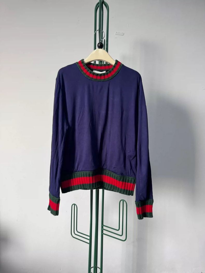 Gucci Red and green round-neck stitching long-sleeved pull