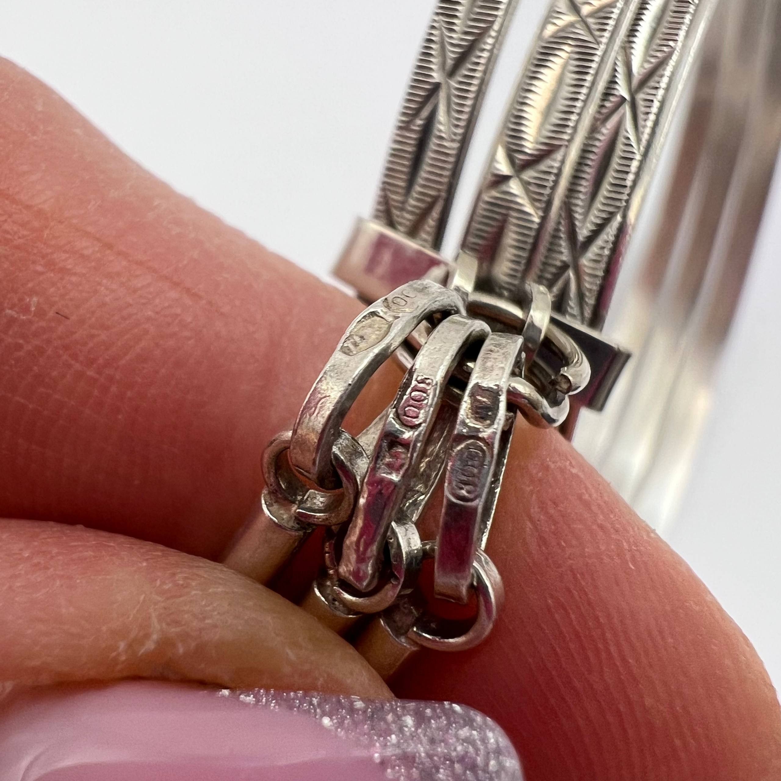 Vintage Vintage 800 Silver Triple Band Bracelet Circle Matchstick Size ONE SIZE - 11 Thumbnail