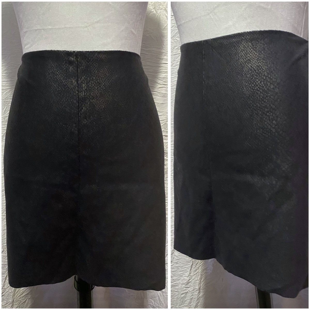 Vintage Retro, Britt Ryan, Black, Faux Snake Skin, Mini Skirt Size 28" / US 6 / IT 42 - 7 Thumbnail