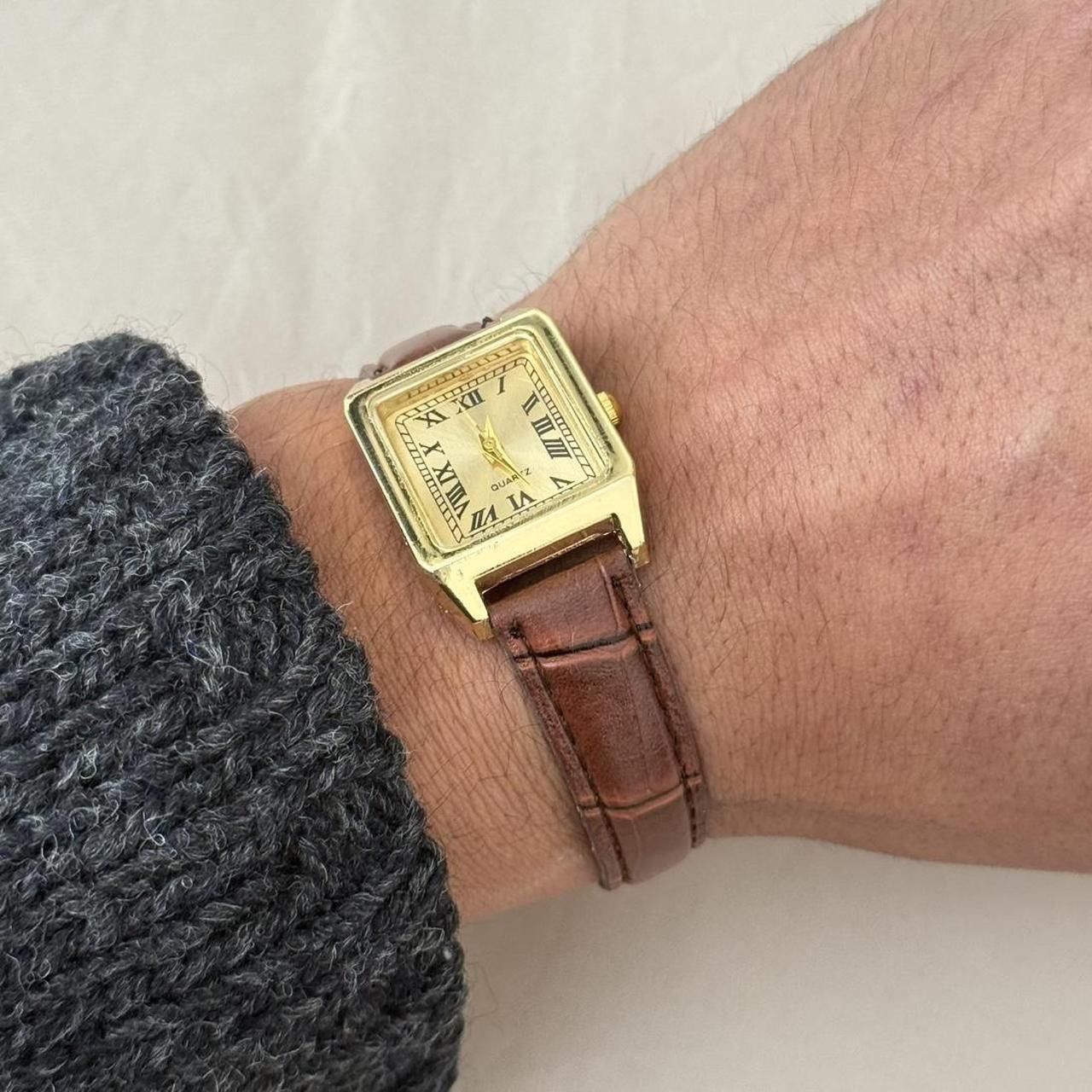 Vintage y2k style cute square brown leather luxury watch Size ONE SIZE - 5 Thumbnail