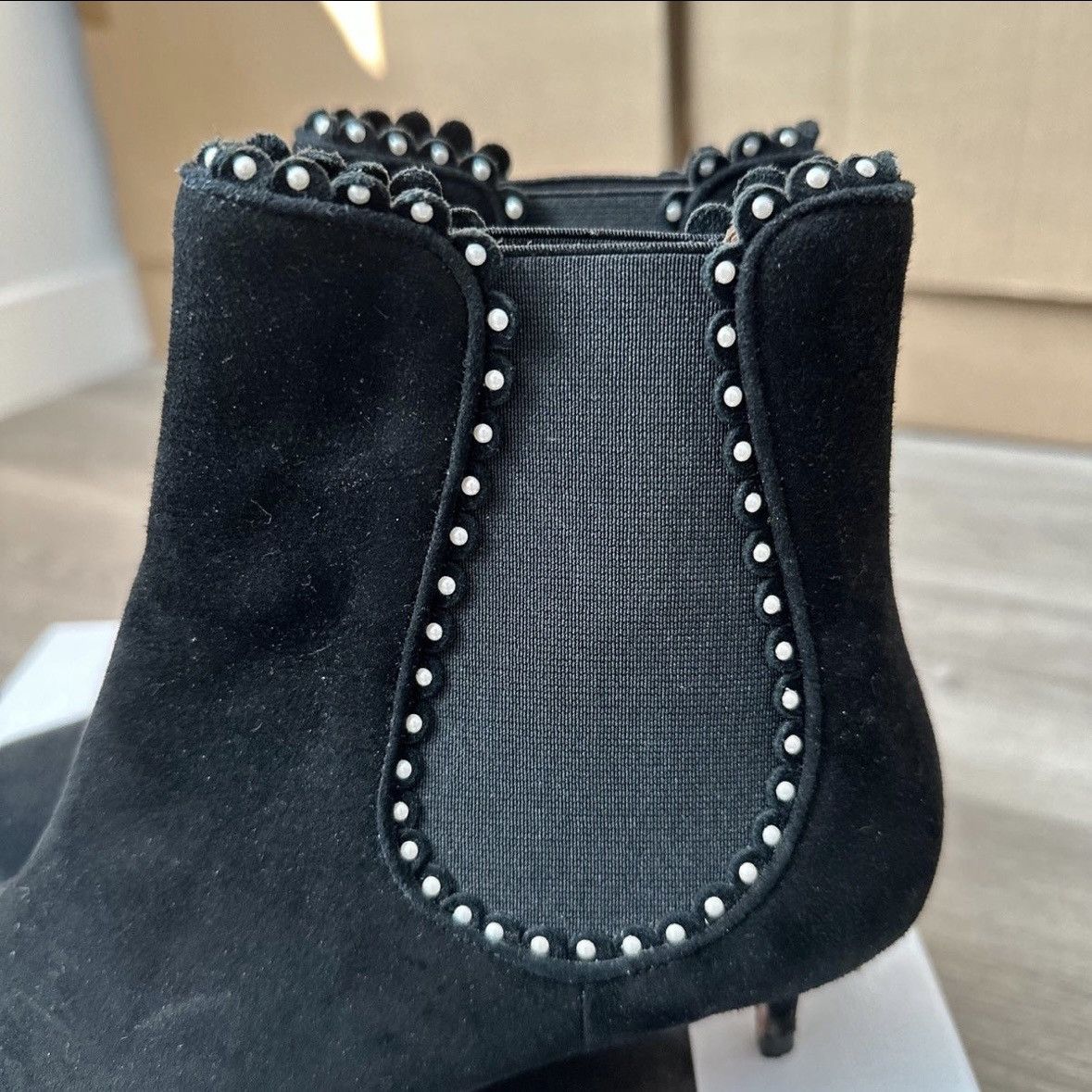Aquazzura AQUAZZURA Jicky Studded Suede Ankle Boots Size US 7 / IT 37 - 11 Thumbnail