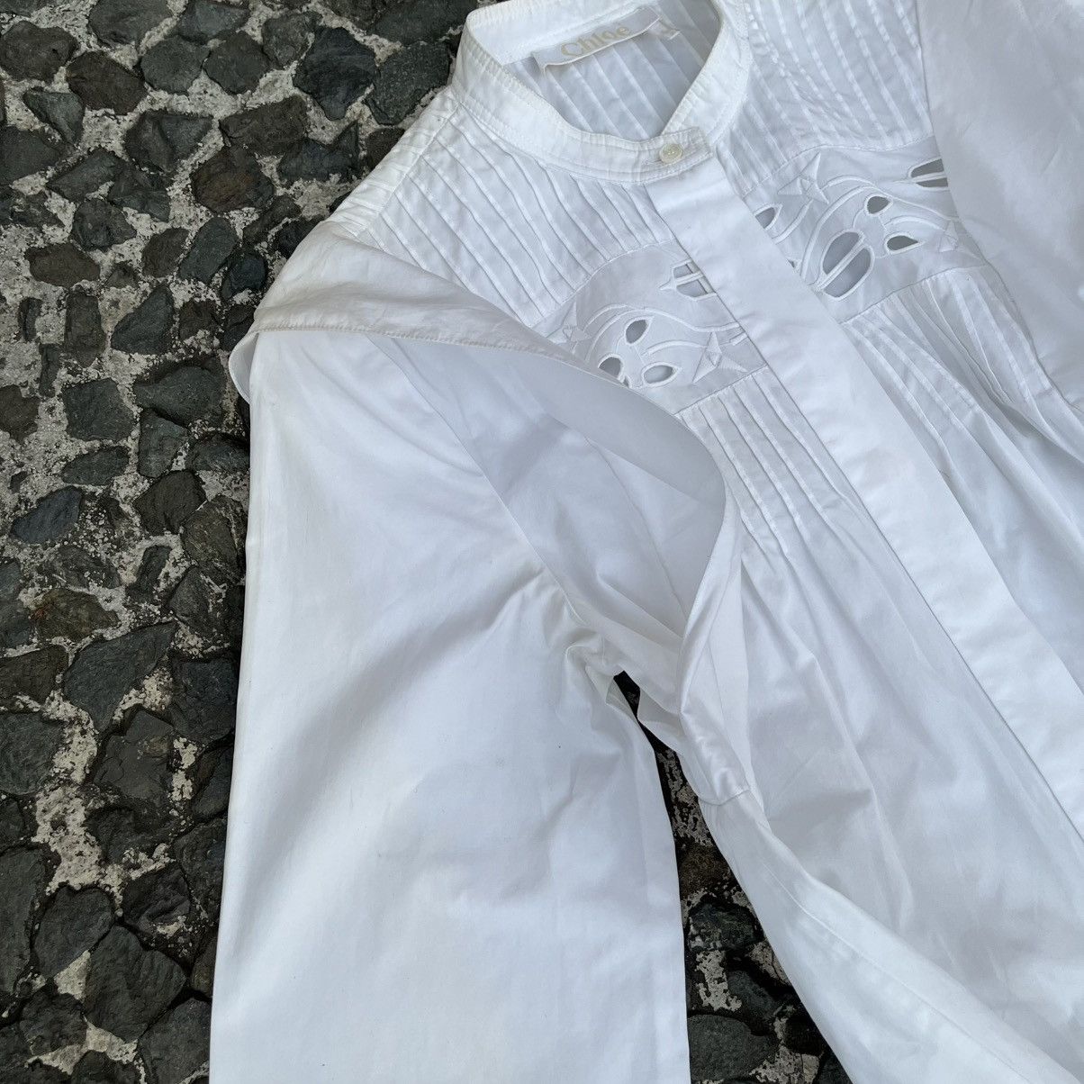 Chloe Chloé S/S 2018 Embroidered Eyelet Ruffle Bib Blouse Size XXS / US 00 / IT 34 - 13 Thumbnail