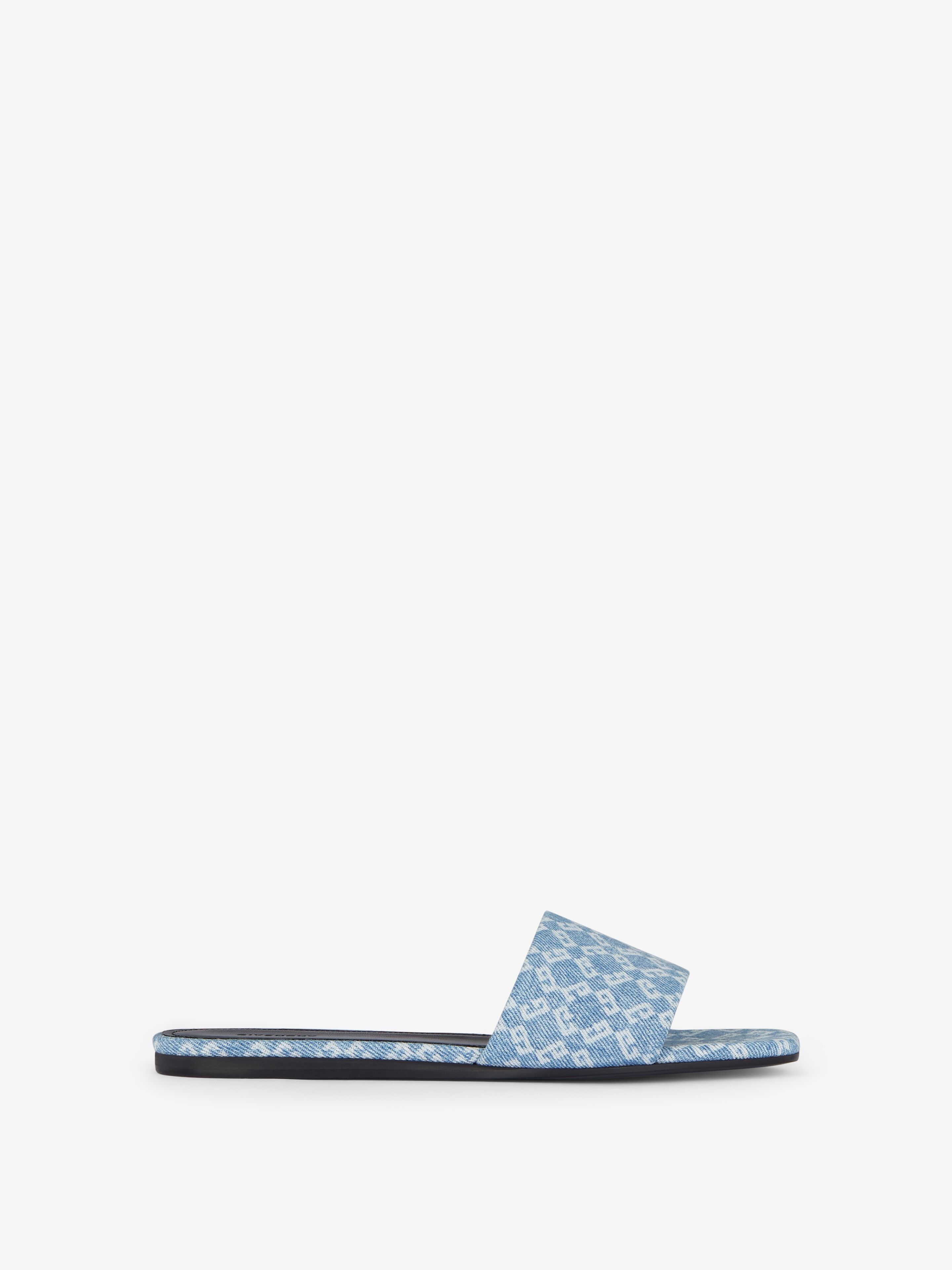 o1srvl11e0825 4G Flat Slide Mules in Denim Monogram in Blue