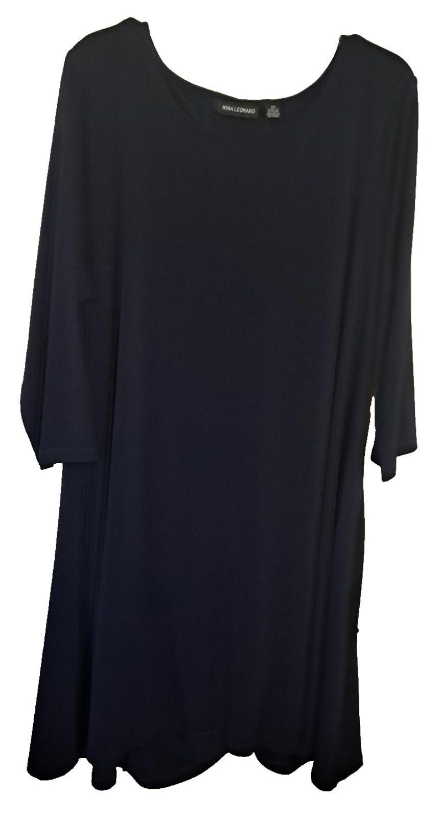 Other Nina Leonard Black Goth Shift Dress Size 2X NWT Size XXL / US 16-18 / IT 52-54 - 1 Thumbnail