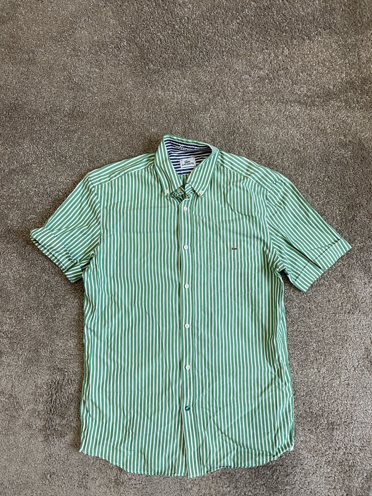 Lacoste Vintage Lacoste Striped Short Sleeve Shirt with logo Size US S / EU 44-46 / 1 - 1 Thumbnail