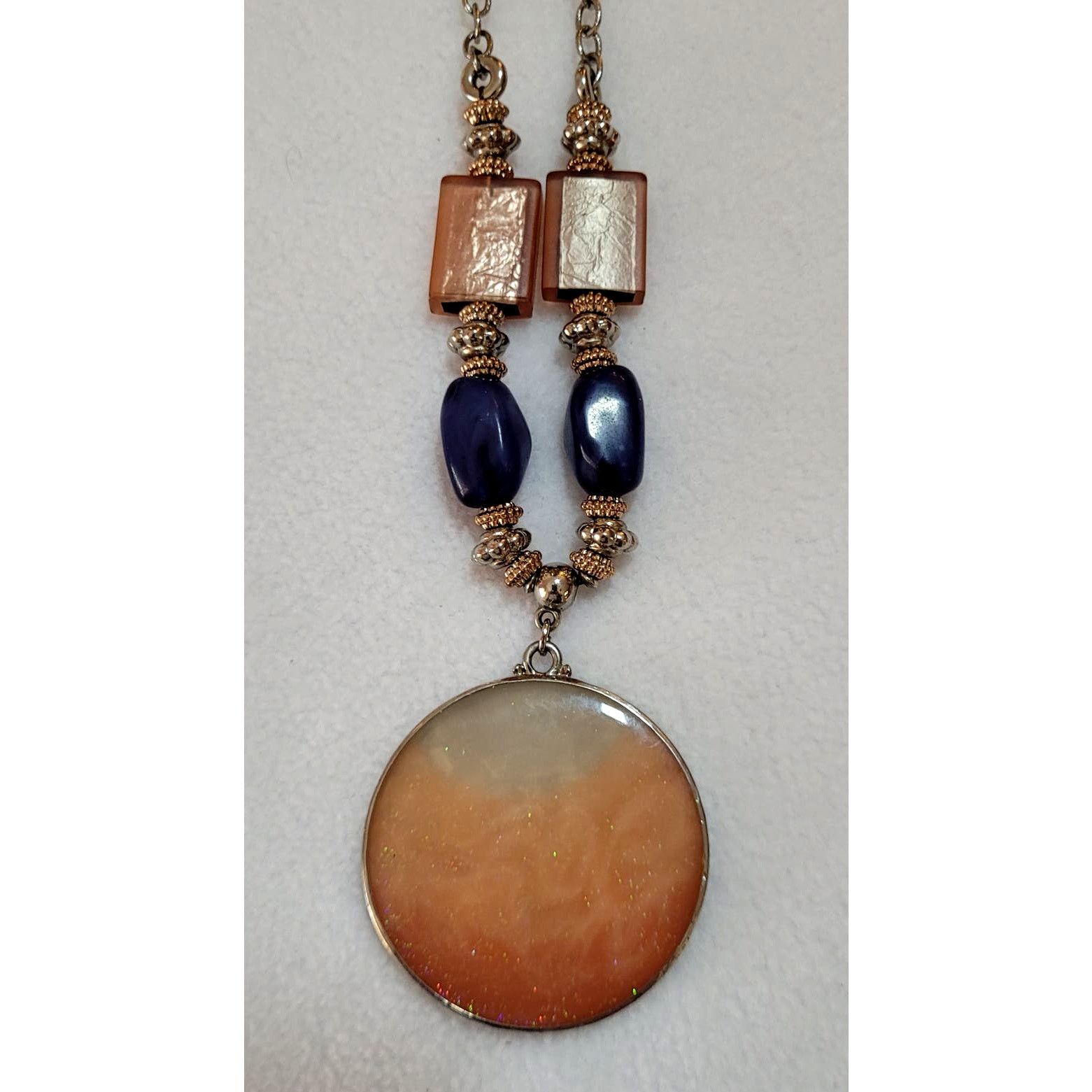 Chicos Chico's Medallion Necklace Acrylic Beads Blue Sunset Colors Size ONE SIZE - 5 Thumbnail