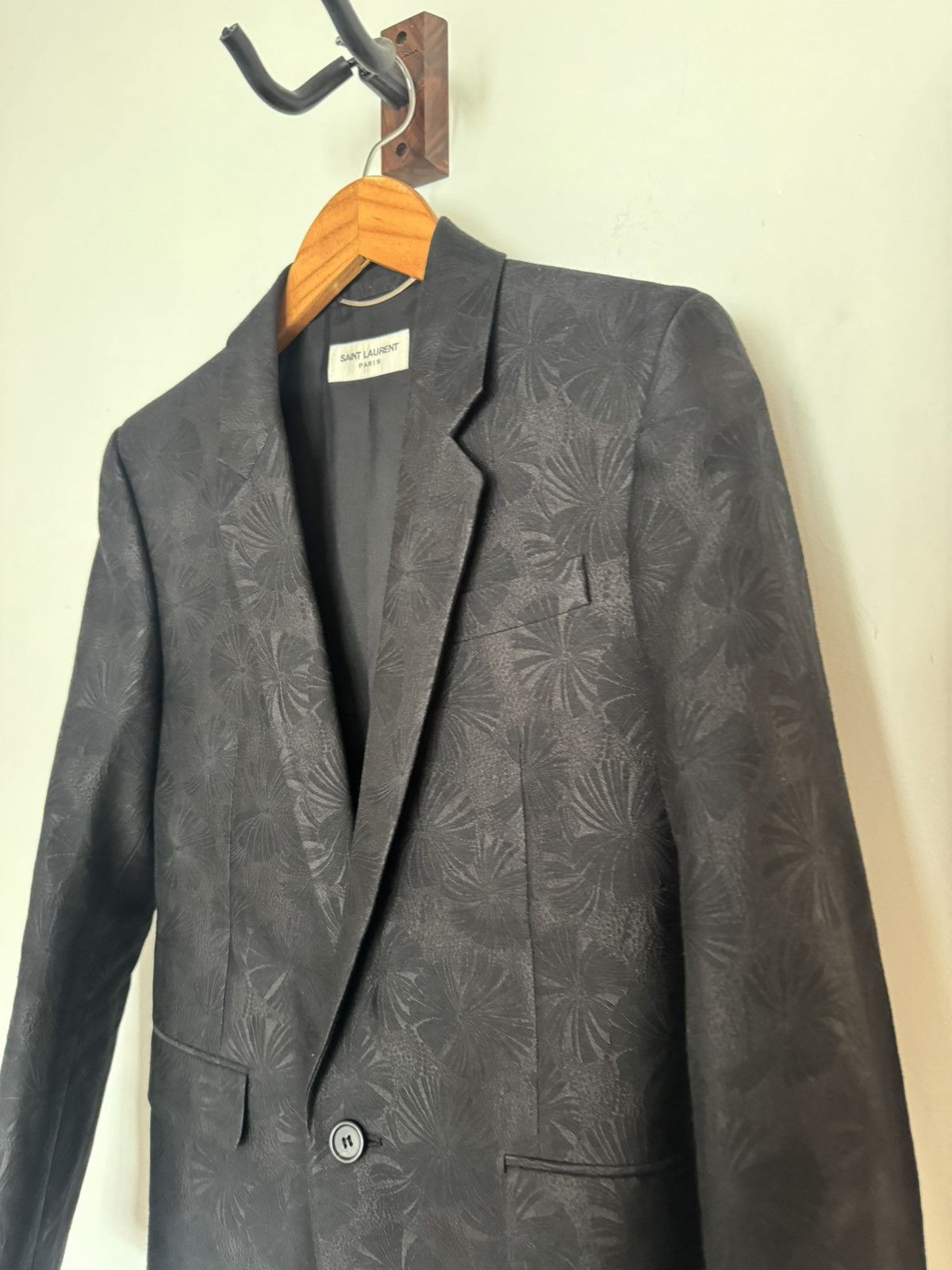 Saint Laurent Paris Floral Pattern Smoking Blazer Size 46R - 4 Thumbnail