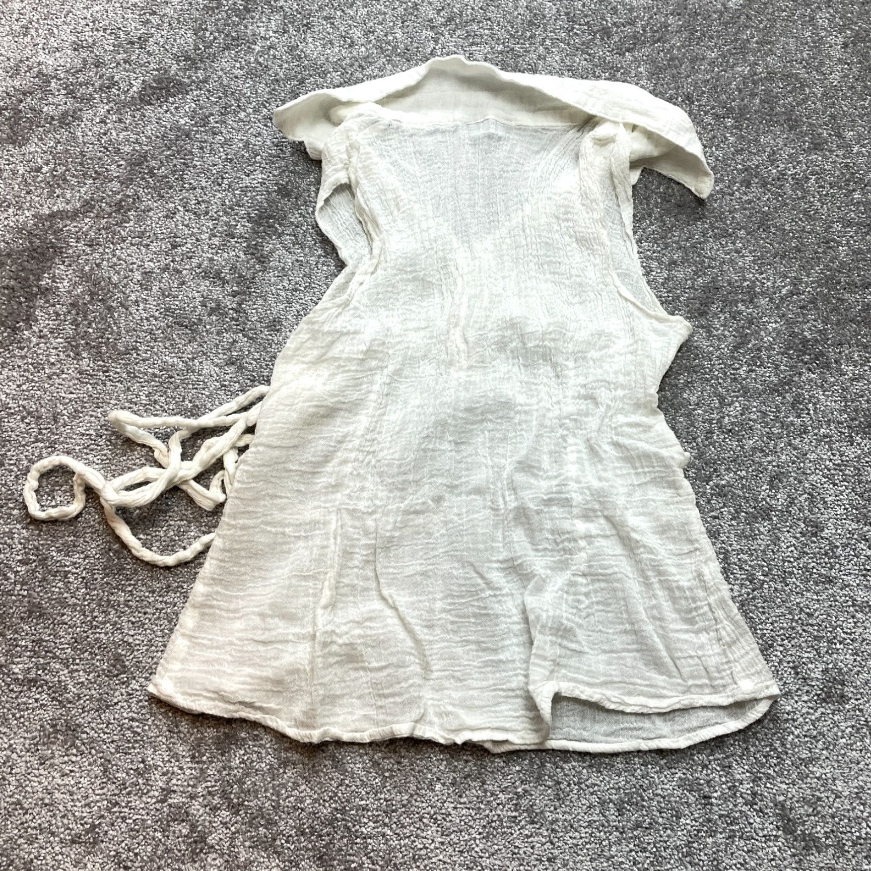 Vintage VINTAGE Objex Blouse Top Womens S White Belted Tie Collared Sleeveless Lightweight Blouse Summer Womens Size S / US 4 / IT 40 - 6 Thumbnail