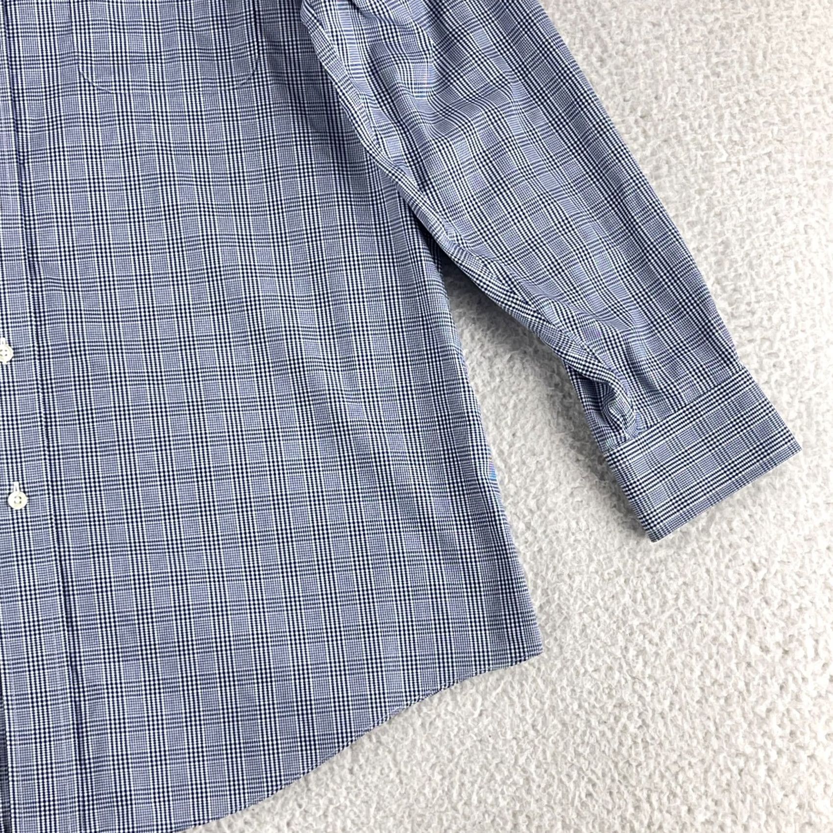 Brooks Brothers Brooks Brothers Regent Button-Up Dress Shirt Mens Medium Blue Houndstooth Cotton Size 40R - 3 Thumbnail