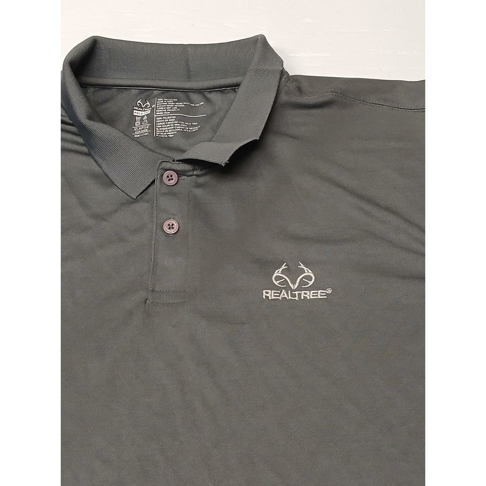 Realtree Realtree (XL) Top Gray Button Active Golf Polo Shirt Size US XL / EU 56 / 4 - 5 Thumbnail