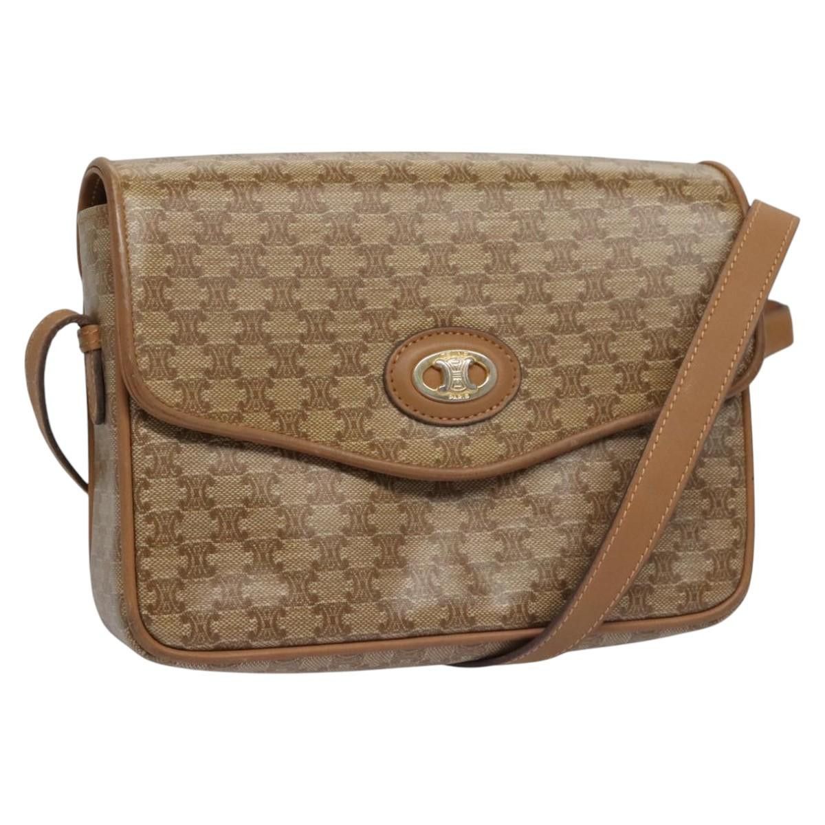 Celine CELINE Macadam Canvas Shoulder Bag Beige Gold Size ONE SIZE - 1 Thumbnail