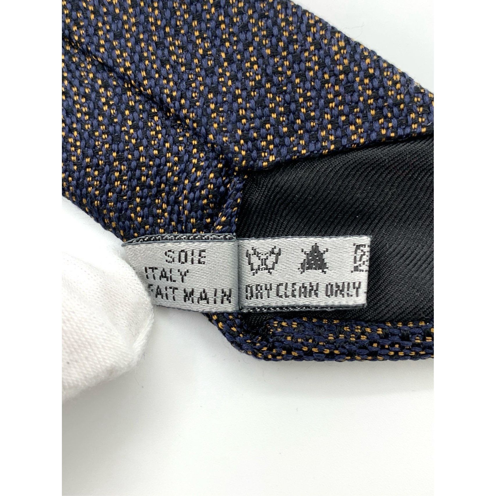 Dior Dior Navy Blue Textured Silk Mens Tie 156cm Size ONE SIZE - 9 Thumbnail