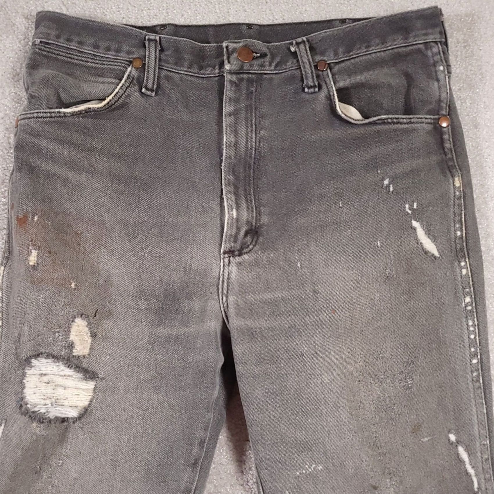 Wrangler VINTAGE Wrangler Jeans Men Slim Black Denim 34x36 Cowboy Cut Distressed 938BLK Western Cowboy Ride Adult Mens Size US 34 / EU 50 - 3 Thumbnail