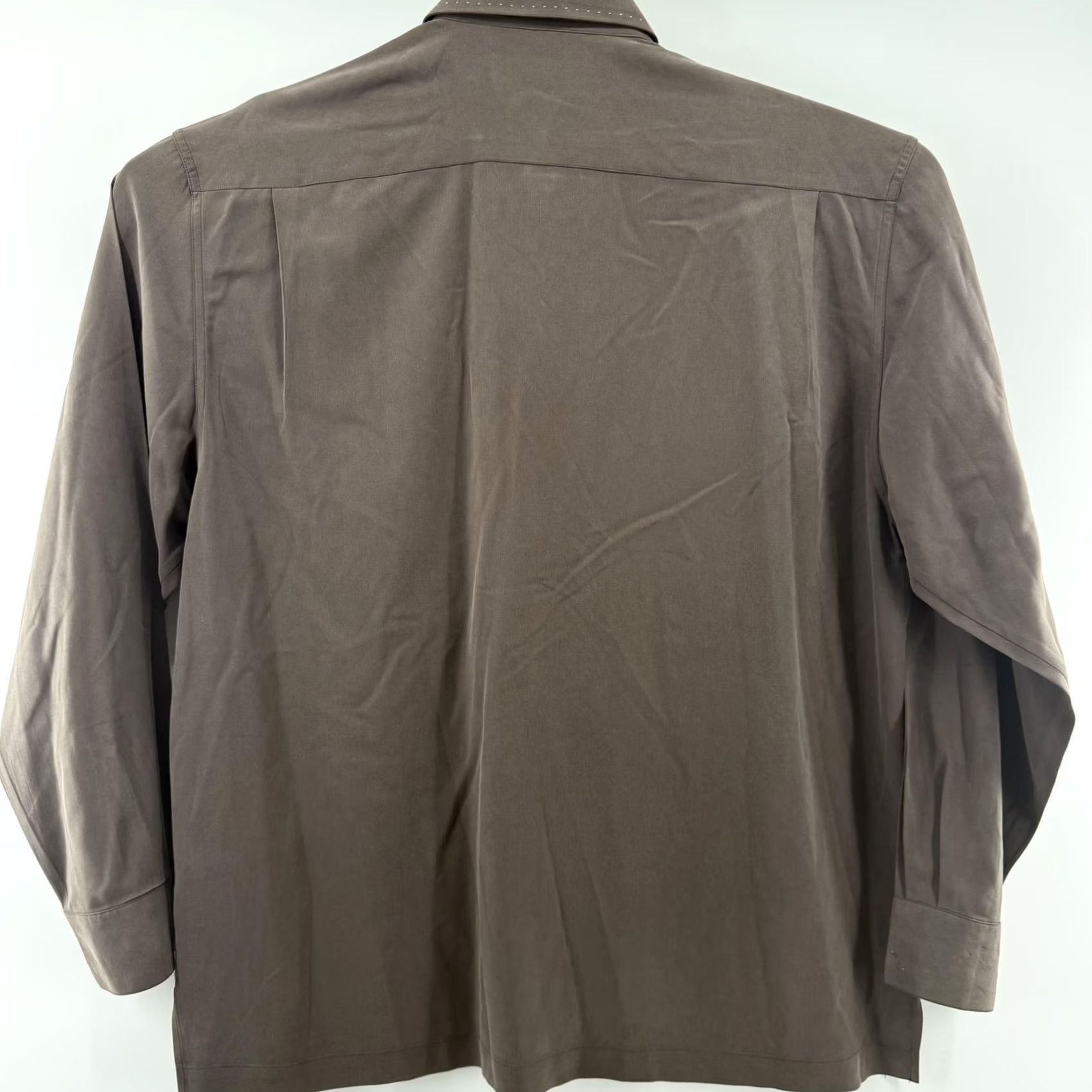 Nat Nast VINTAGE Nat Nast Shirt Mens Large Brown Striped Long Sleeve Silk Viscose Button Up Size US L / EU 52-54 / 3 - 3 Thumbnail