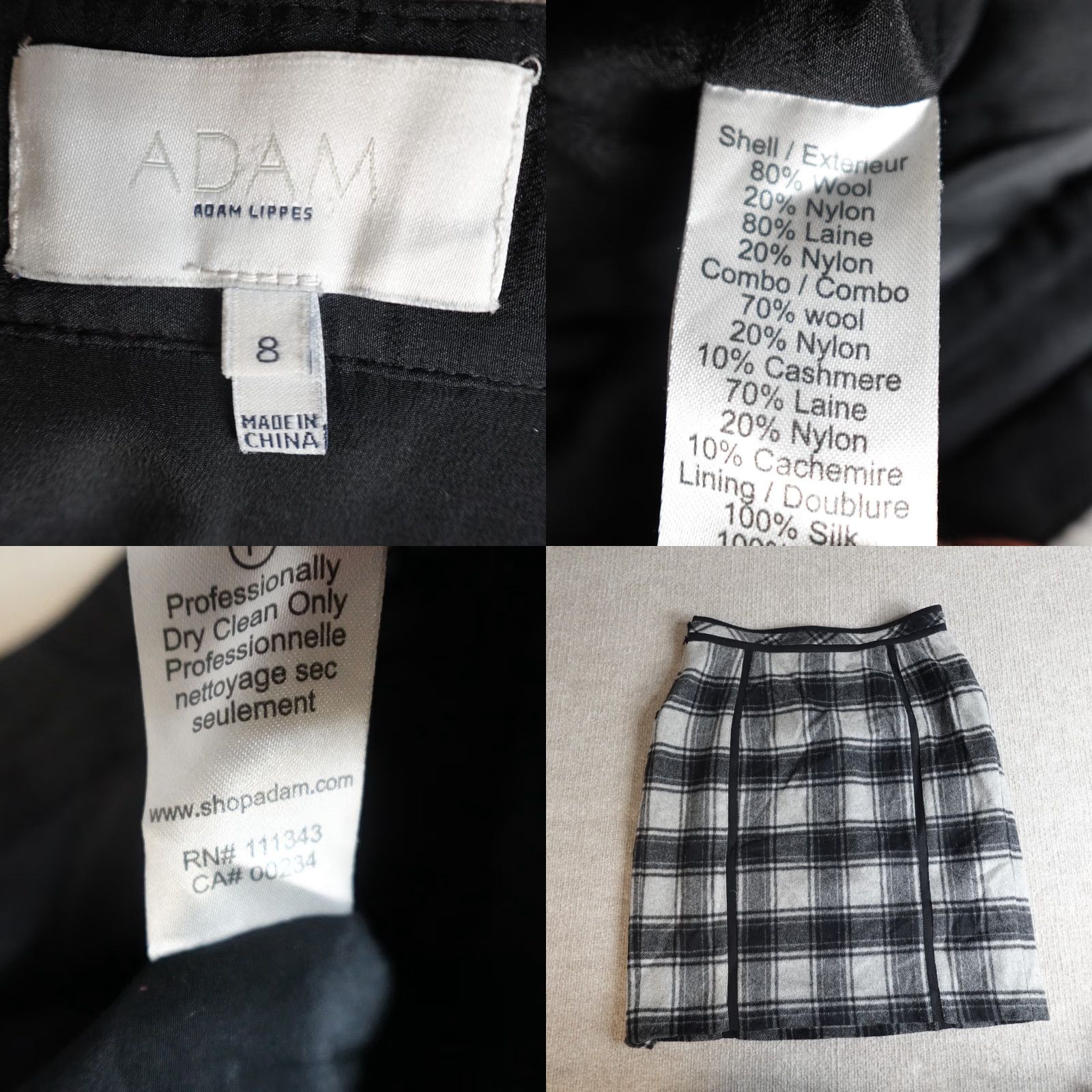 Adam Lippes Adam Lippes Skirt Women Gray 8 Plaid Wool Cashmere Blend Silk Lining A-Line Short Lined Dry Clean Only Italy Vintage No Size 30" / US 8 / IT 44 - 8 Thumbnail