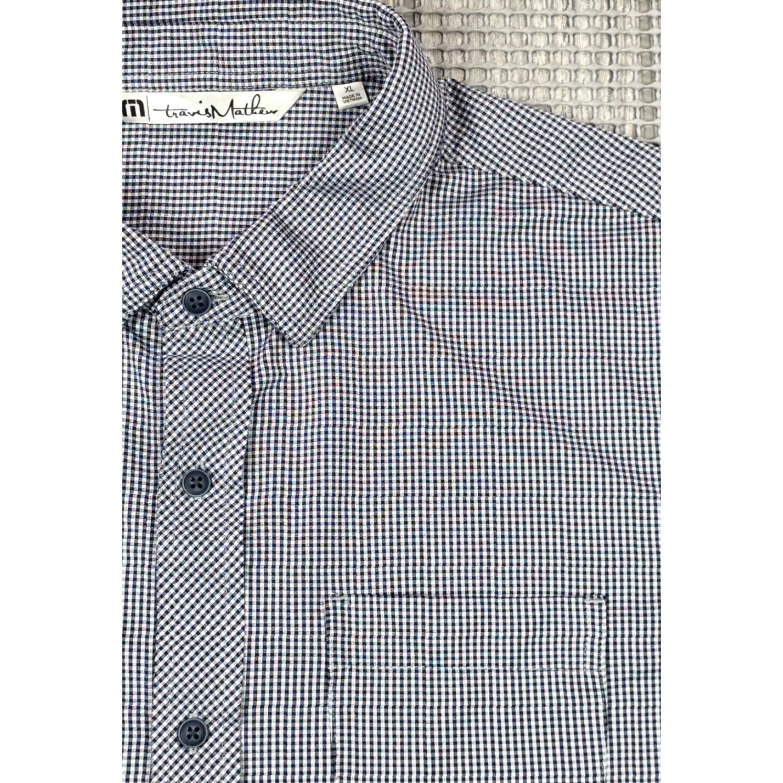 TravisMathew Travis Mathew Shirt Mens XL Black White Check Button Up Long Sleeve Performance Size US XL / EU 56 / 4 - 3 Thumbnail