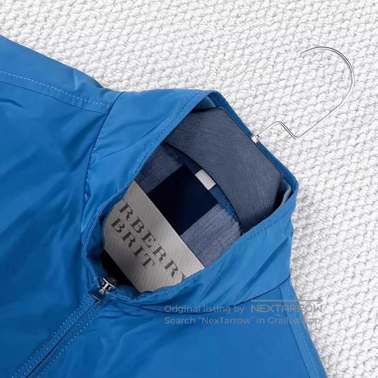 Burberry Blue Bomber Jacket with Zip Closure. Size US L / EU 52-54 / 3 - 3 Thumbnail