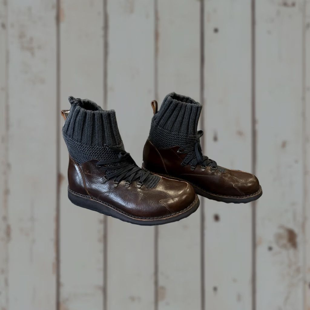 Vintage VINTAGE Luis Trenker Hand Made in Italy Leather Knit Hiking Boots Boots Mens 45 Brown Leather Knit Hiking Boots Mens 12 45 Brown Boots Mens Size US 12 / EU 45 - 1 Thumbnail