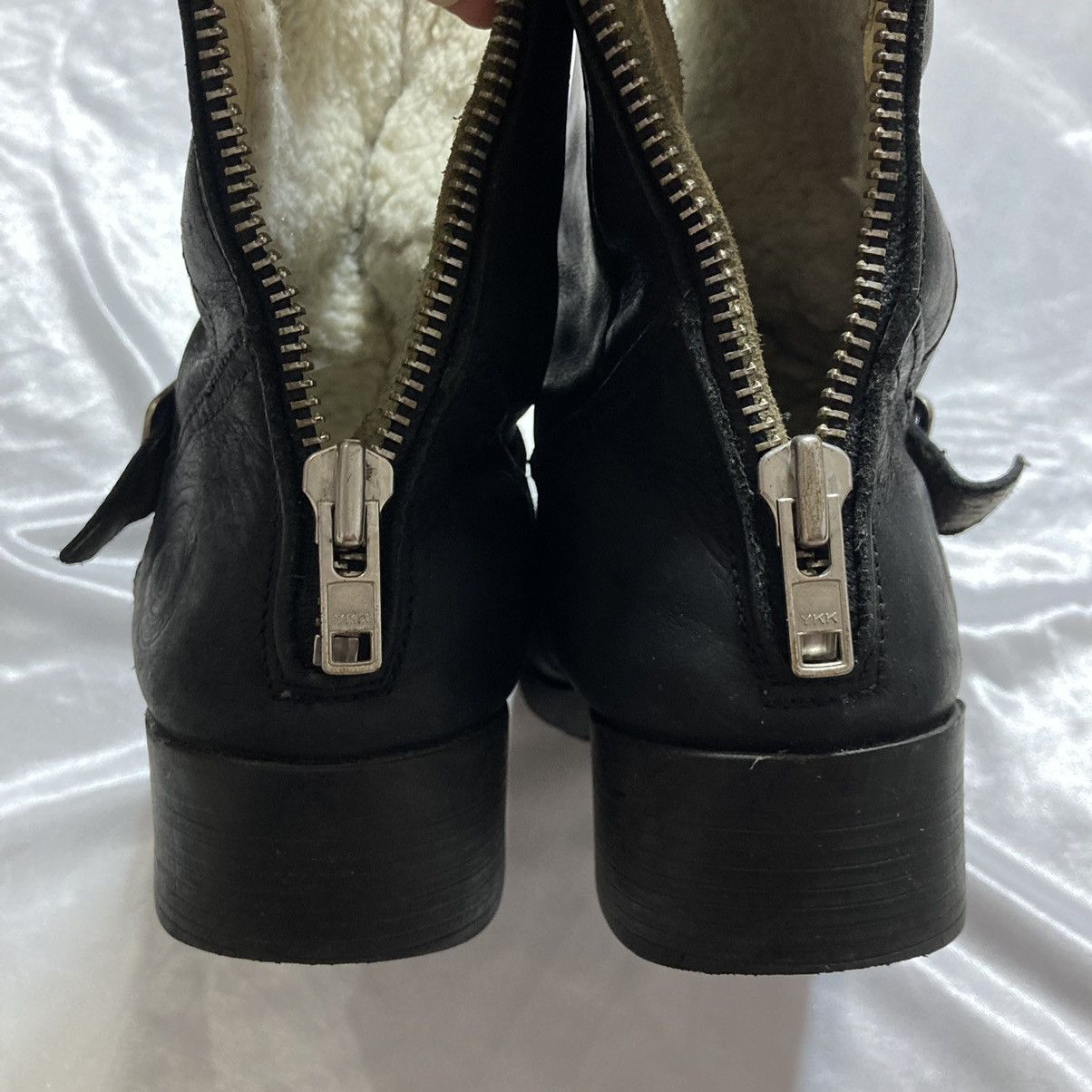 Dirk Bikkembergs JOHNNY BULLS - Western Leather Biker Boots Bondage Zip Back Size US 5 / EU 37 - 12 Thumbnail