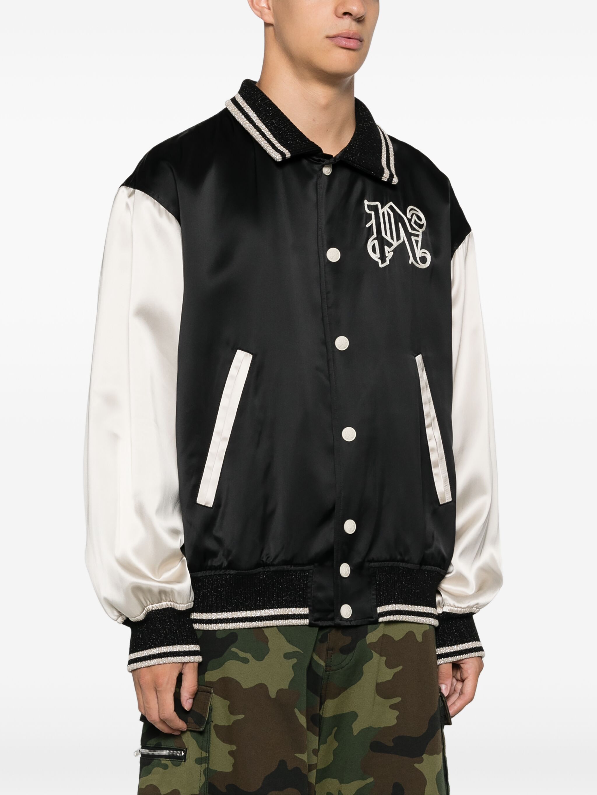 Palm Angels o1s22i1n1224 Satin Varsity Jacket in Black Size US M / EU 48-50 / 2 - 4 Thumbnail