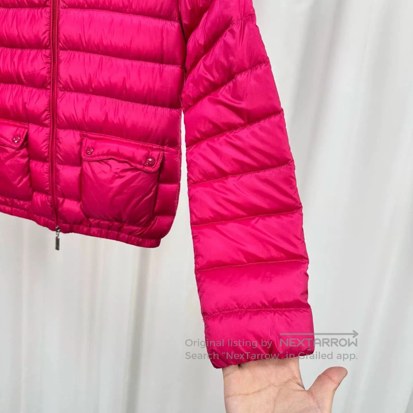 Moncler moncler pink down jacket with logo embroidery. Size XXS / US 00 / IT 34 - 4 Thumbnail
