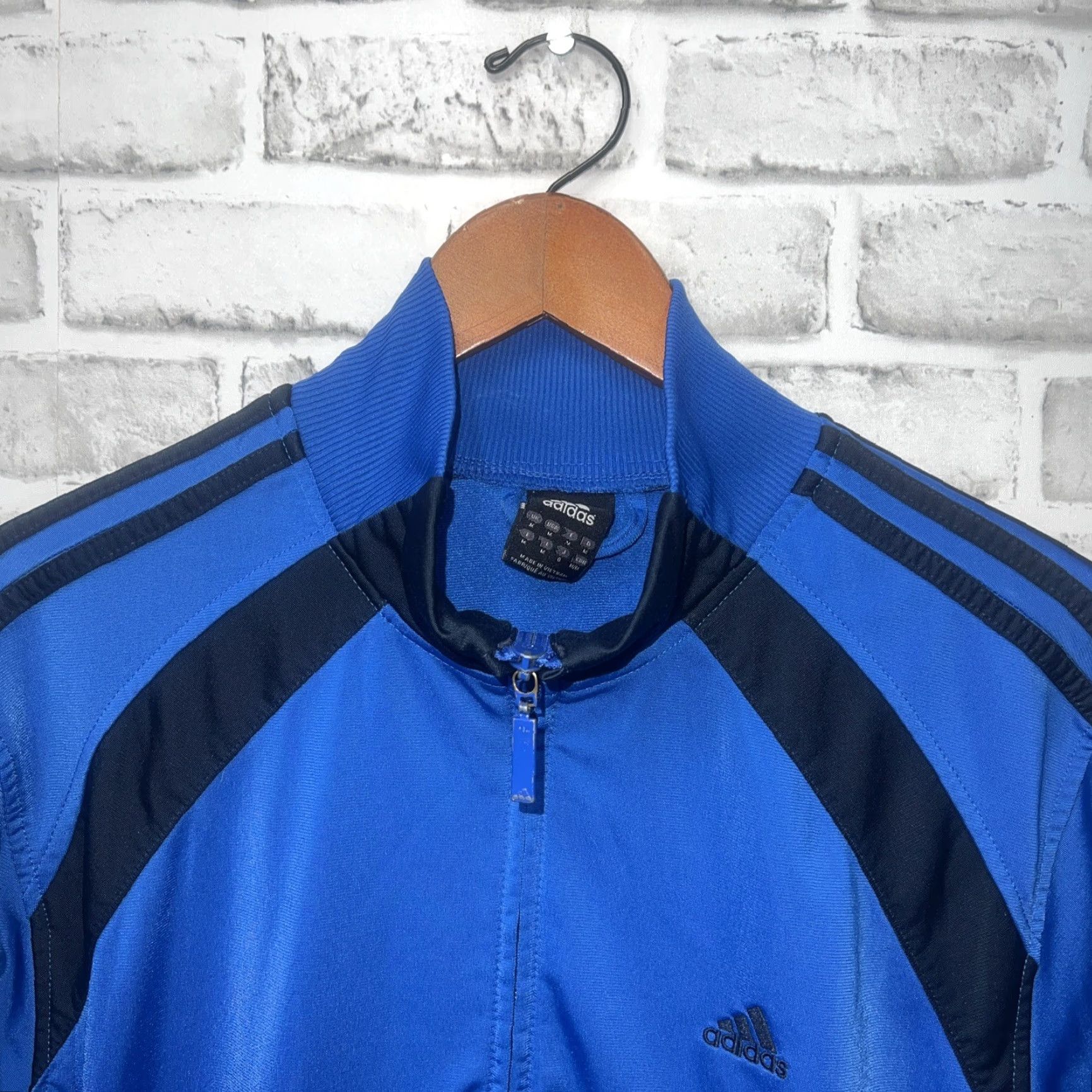Adidas Adidas Jacket Mens M Full Zip Striped Track Blue Size US M / EU 48-50 / 2 - 2 Thumbnail