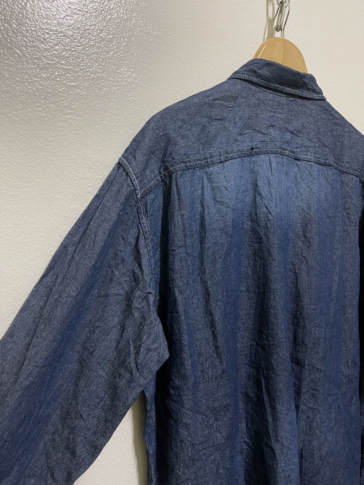 Japanese Brand Drug Stores Denim Shirt Hybrid Printed Size US XL / EU 56 / 4 - 11 Thumbnail