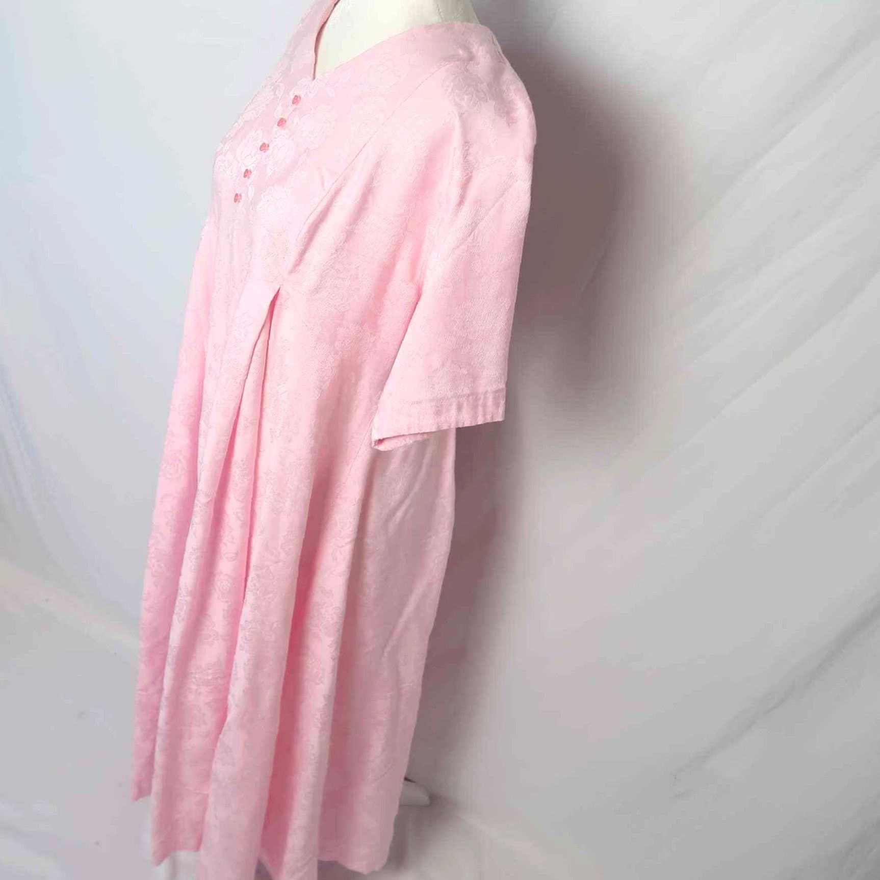 Pinko VINTAGE 80s light pink tonal floral print trapeze midi dress S Dress Party Bohemian Womens Size S / US 4 / IT 40 - 3 Thumbnail