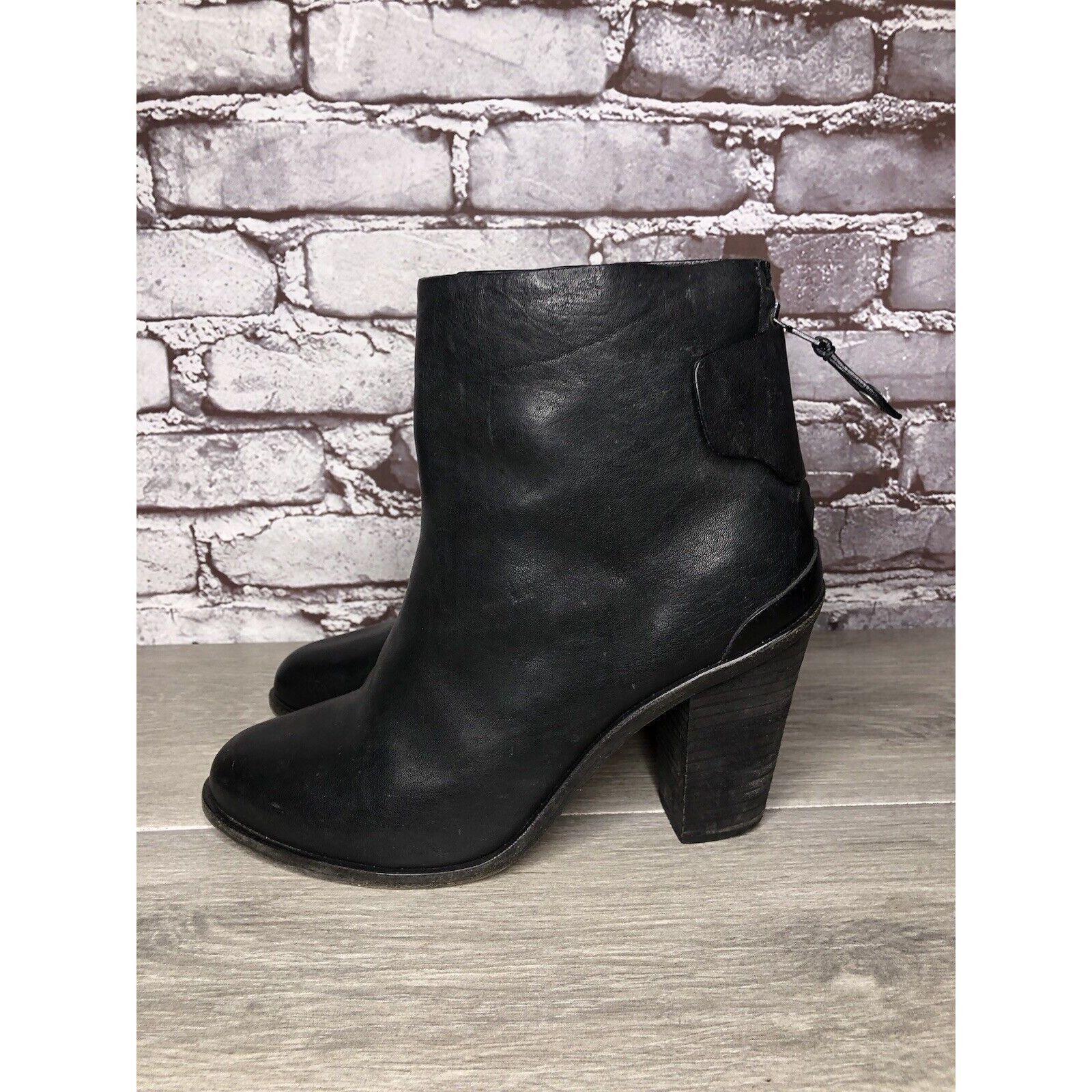 Rag & Bone Rag & Bone Black Leather Ankle Back Zip Heel Booties Women S Size US 9 / IT 39 - 11 Thumbnail