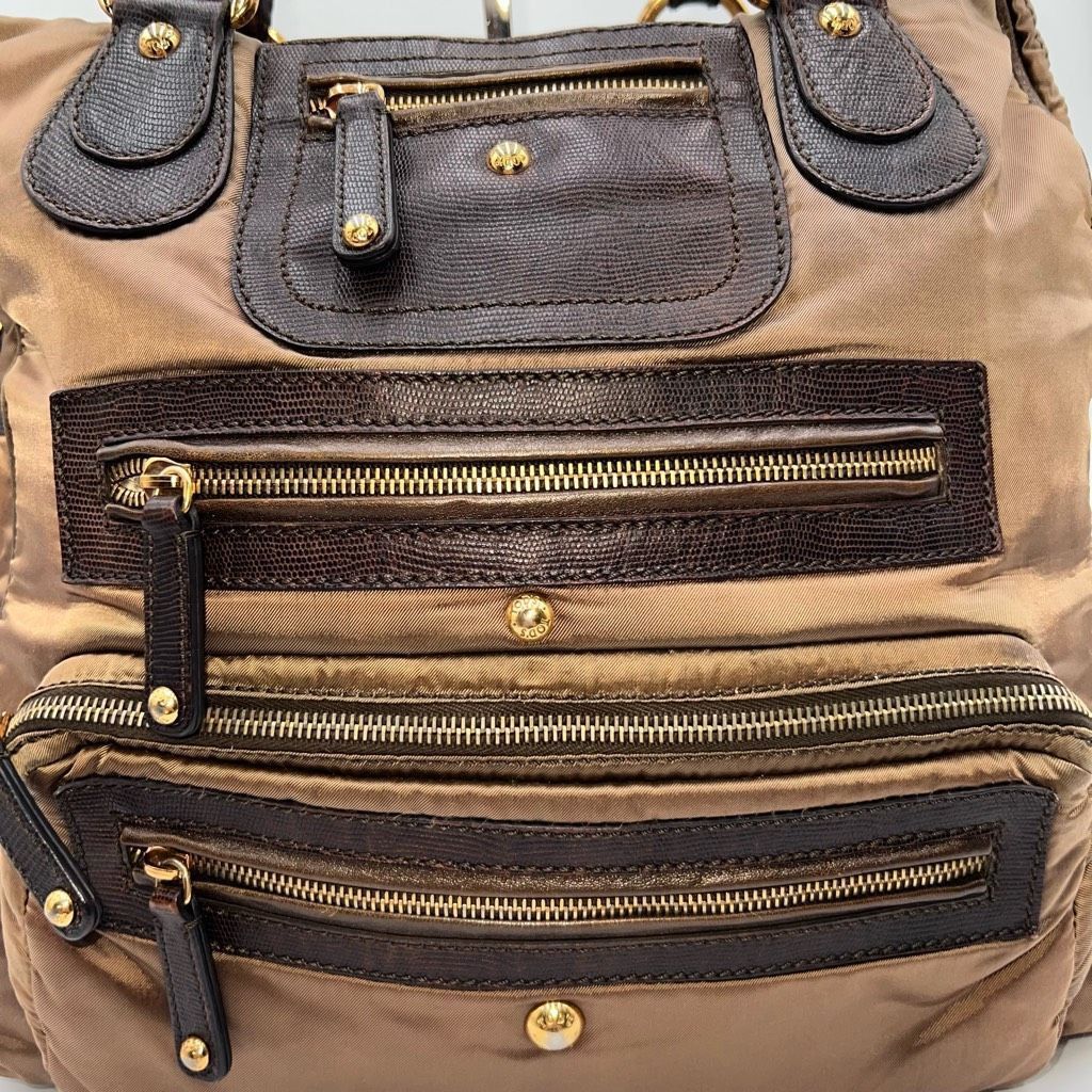 Tod's Tod’s Luna Large Handbag in Nylon and Leather Bronze with Green bottom Size ONE SIZE - 2 Thumbnail