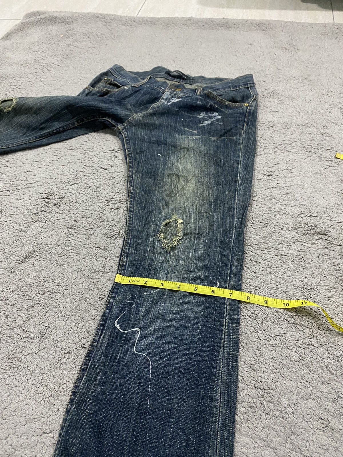 If Six Was Nine ROOT THREE Flared Paint Splashed Low Rise Denim Size US 31 - 17 Thumbnail