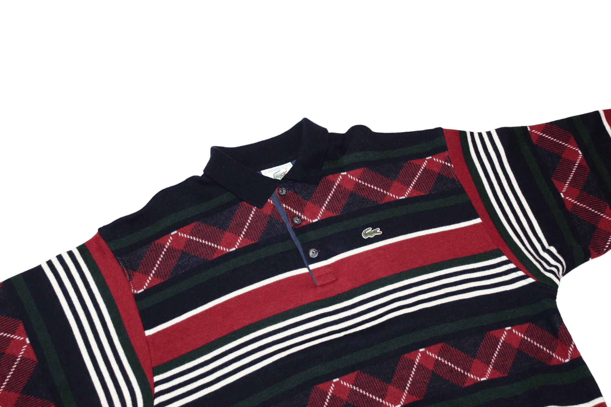 Lacoste VTG 70s Lacoste Wool Blend Knitted Striped Polo Jumper Size US XL / EU 56 / 4 - 6 Thumbnail