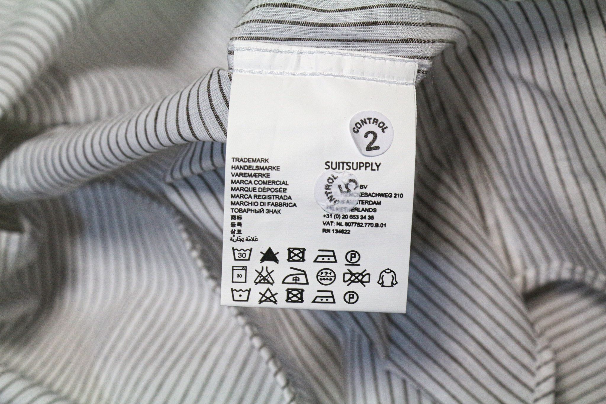 Suitsupply ~XS White Cotton Linen Striped Long Sleeve Shirt 77288 Size US XS / EU 42 / 0 - 6 Thumbnail