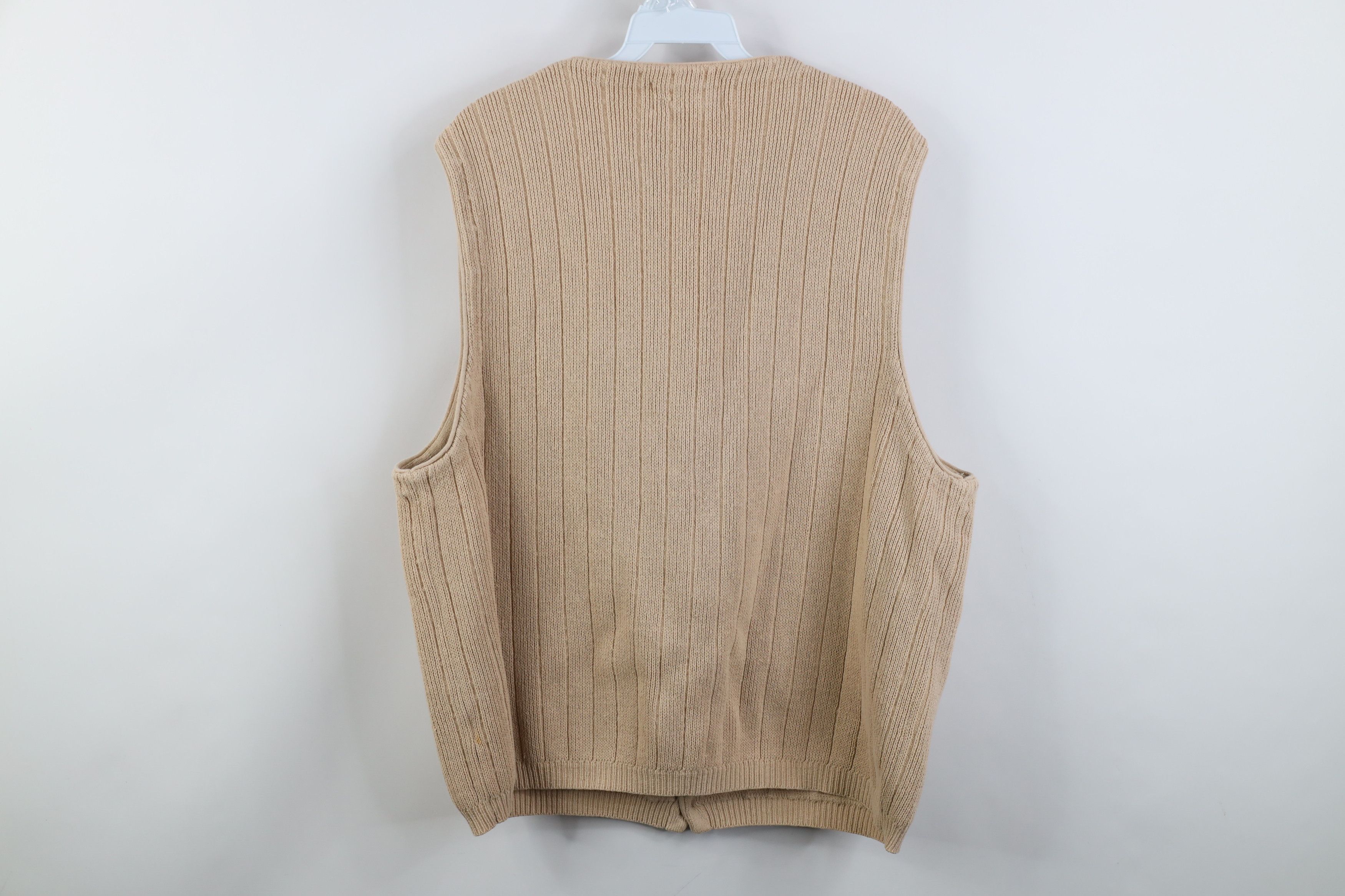 Eddie Bauer Vintage 90s Eddie Bauer Ribbed Knit Sweater Vest Beige Size US L / EU 52-54 / 3 - 8 Thumbnail