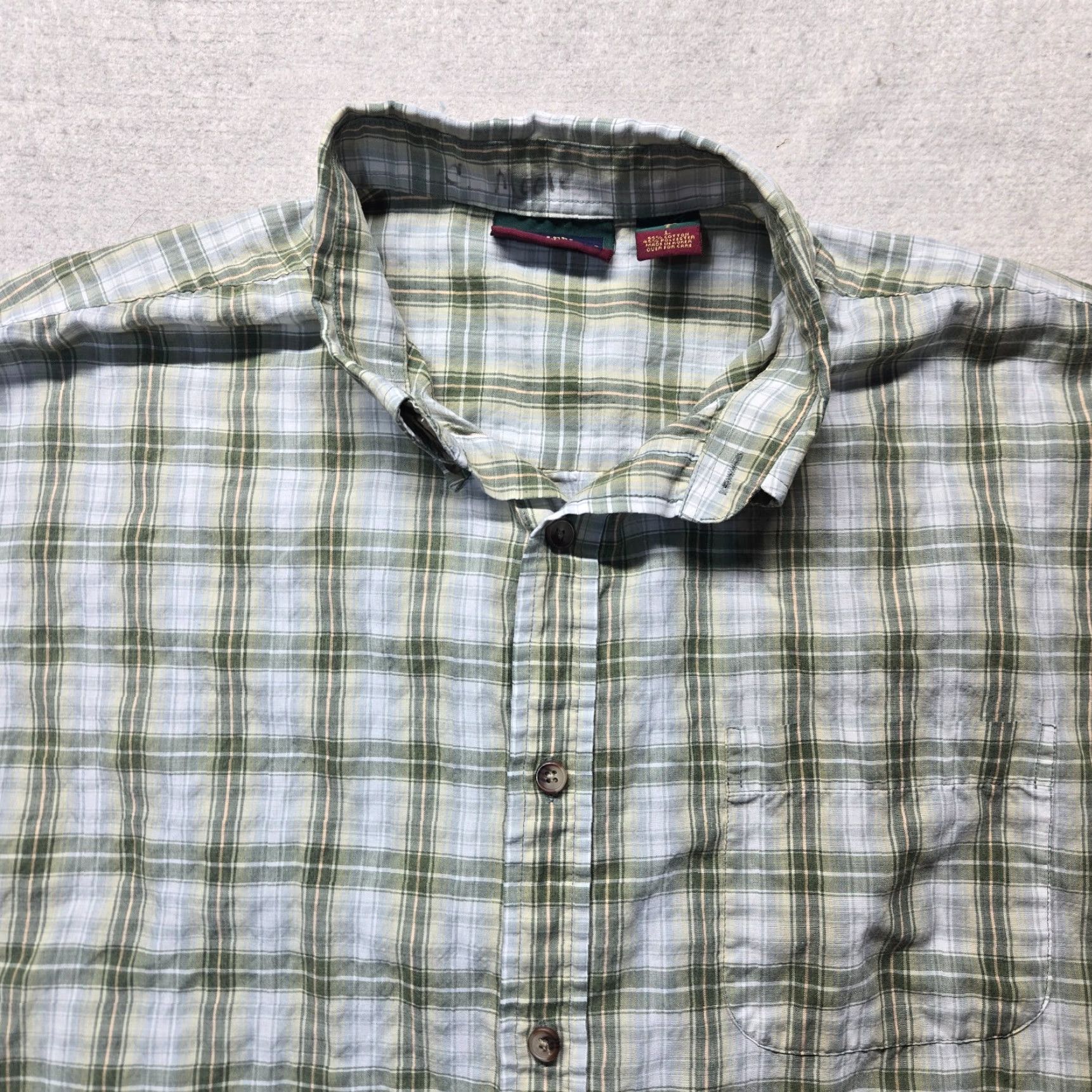 Vintage Saddlebred Shirt Button-Up Short Sleeve Men L Green Plaid Classic Fit A80 Buttons Pocket Logo Vintage: No Size US 33 - 2 Thumbnail
