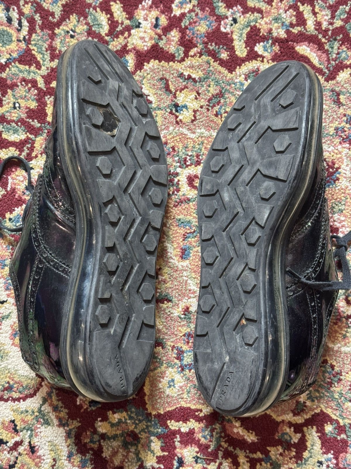 Prada Prada Air Sole Derby Brogue Patent Leather "Oil spill" Size US 9 / EU 42 - 6 Thumbnail