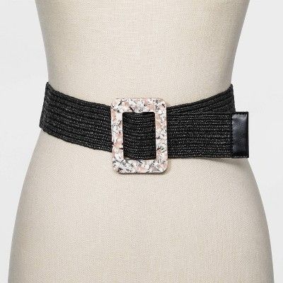 Other Womens Confetti Resin Buckle Stretch Straw Belt - Black/Brow Size ONE SIZE - 2 Thumbnail