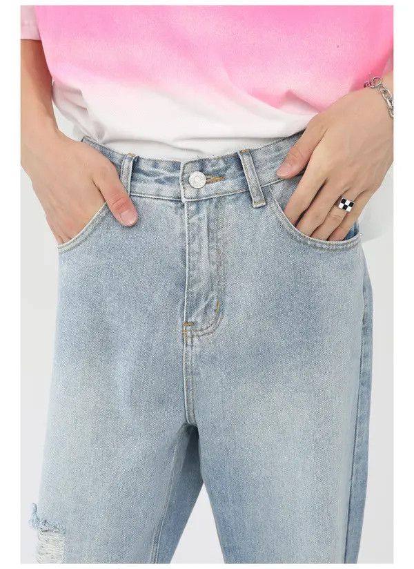 VIBE Men's loose washed straight ripped jeans Size US 34 / EU 50 - 4 Thumbnail