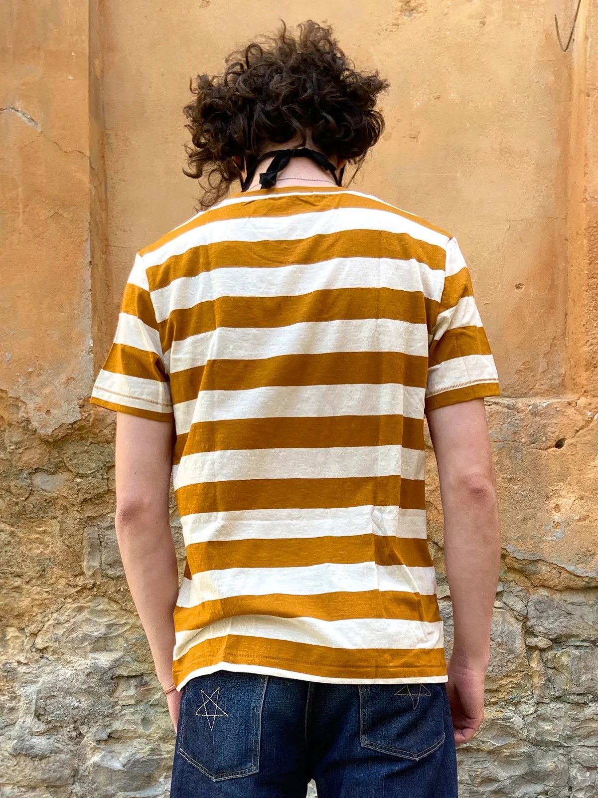 Nudie Jeans Nudie Jeans Roy Stripe Slub Amber Striped Crewneck T-Shirt Size US XL / EU 56 / 4 - 4 Thumbnail