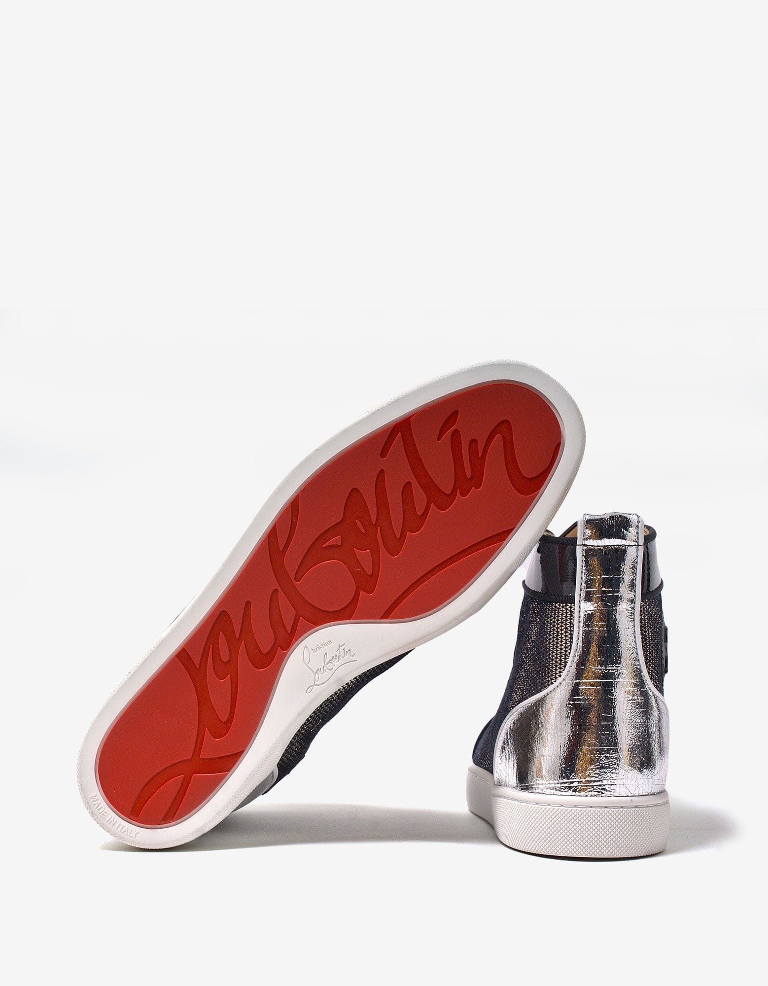 Christian Louboutin Lou Spikes Orlato Flat Metallic High Top Trainers Size US 11 / EU 44 - 3 Thumbnail