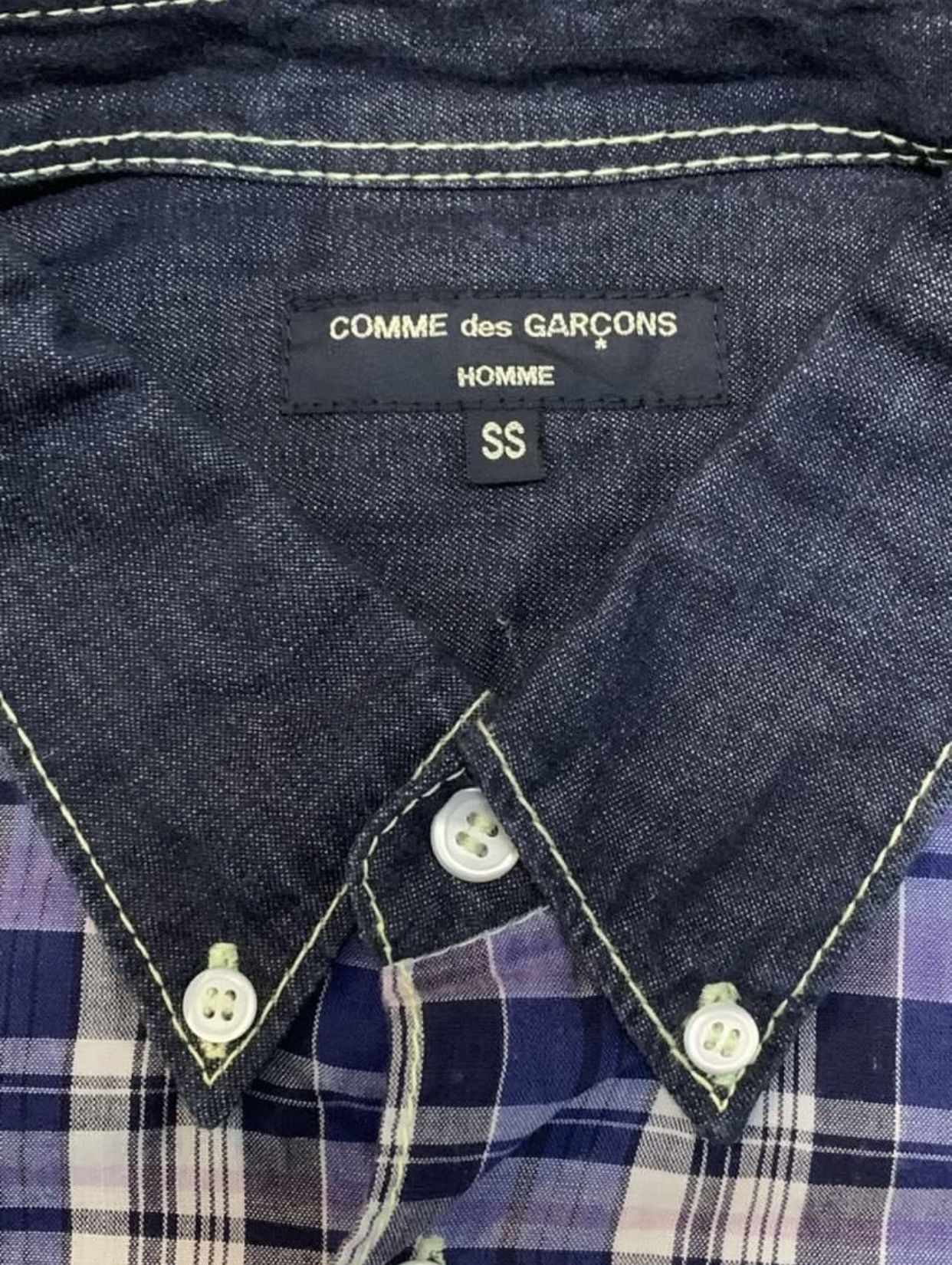 Comme des Garcons Homme COMME des GARÇONS HOMME AD2007 HYBRID DENIM & CHECK SHIRT Size US S / EU 44-46 / 1 - 4 Thumbnail