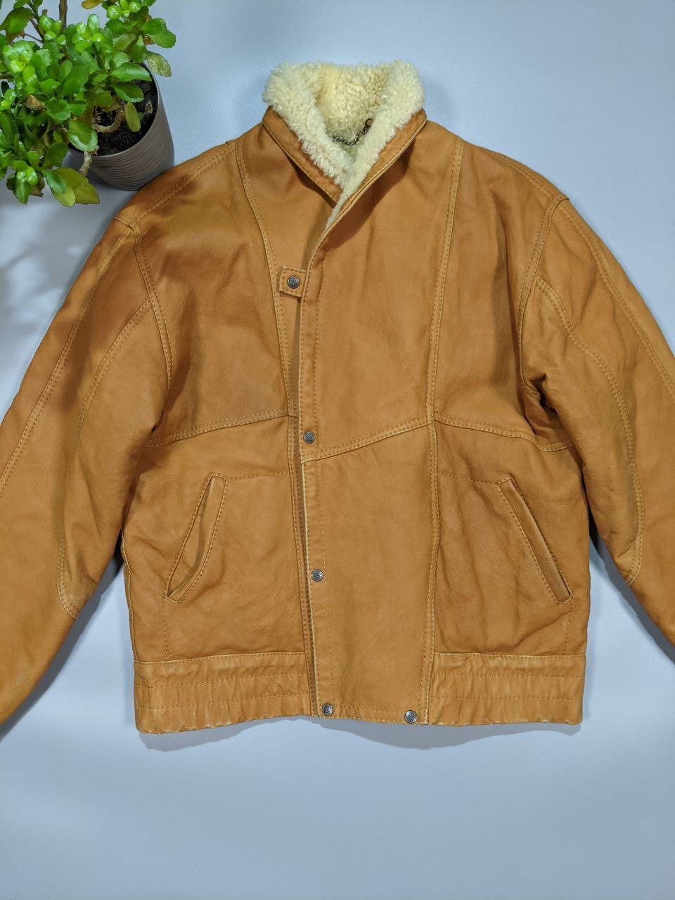 Vintage Men's Goatskin Leather Motorcycle Jacket Siz S Retro